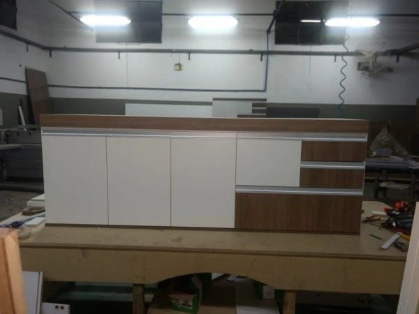 Gabinete para pia de cozinha 1,80m Évora e Branco 100% MDF 15mm - 1