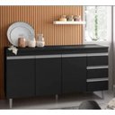 Ver imagem 1 de Balcão de Cozinha com Tampo 1,80m Michelangelo Preto Fosco 100% Mdf 15mm