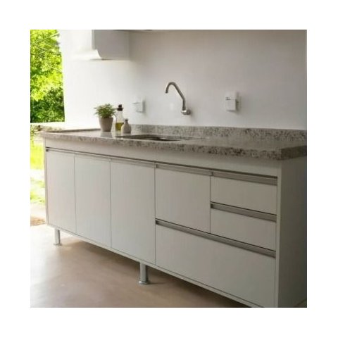 Gabinete para Pia de Cozinha 1,80m Donatello Branco Fosco 100% Mdf 15mm