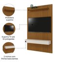 Ver imagem 3 de Painel Para Tv Até 55 Polegadas Ripado Impressão 3d Egeo Com Nicho 1,35m Cedro Off White Edn Cedro