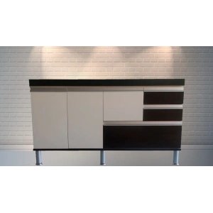 Gabinete para Pia de Cozinha 1,50m Donatello Preto e Branco 100% Mdf 15mm