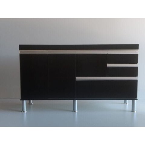 Gabinete para Pia de Cozinha 1,50m Michelangelo Preto Fosco 100% Mdf 15mm
