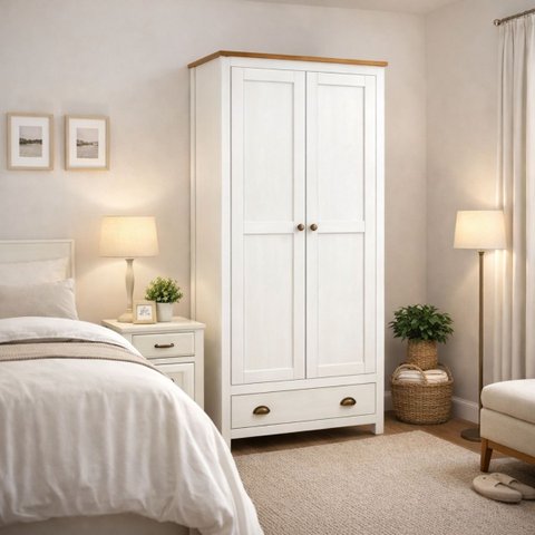 Armário Guarda Roupa Madeira Maciça Pinus 2 Portas 1 Gaveta