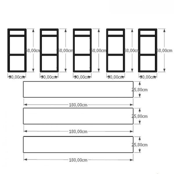 Rack Industrial Aço Cor Preto 180x30x68cm (C)x(L)x(A) Cor MDF Cinza Modelo Ind34Crk - 3