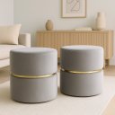Ver imagem 1 de Kit Puff Cinta no Meio Decorativa Cinza Veludo