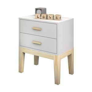 Mesa de Cabeceira Quarto Infantil Cor Branco Pes de Madeira