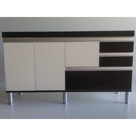 Gabinete para Pia de Cozinha 1,50m Donatello Preto e Branco 100% Mdf 15mm