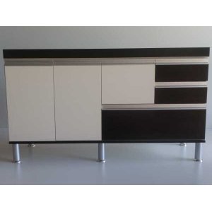 Gabinete para Pia de Cozinha 1,50m Donatello Preto e Branco 100% Mdf 15mm
