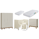 Ver imagem 1 de Quarto de Bebê Berço Evolution + Guarda Roupa 4P + Cômoda 4g Elfe Areia 02 Colchões