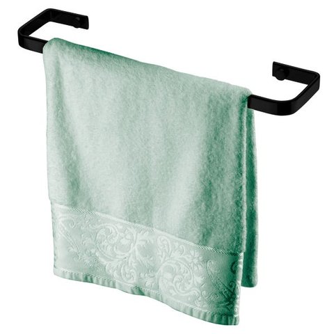 Suporte Porta Toalha 30cm Preto Fosco Aço Carbono Lavabo