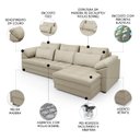 Ver imagem 3 de Sofá Retrátil 3 Lugares para Sala 297cm Dijon Couro Creme S07 - Mpozenato