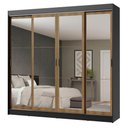 Ver imagem 2 de Guarda-roupa Austin 4 Portas de Espelho 3 Gavetas Preto