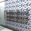 Ver imagem 1 de Prateleira industrial banheiro aço cor preto 180x30x68cm CxLxA amadeirado escuro modelo ind35aeb