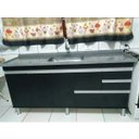 Ver imagem 1 de Gabinete para Pia de Cozinha 1,50m Michelangelo Preto Fosco 100% Mdf 15mm