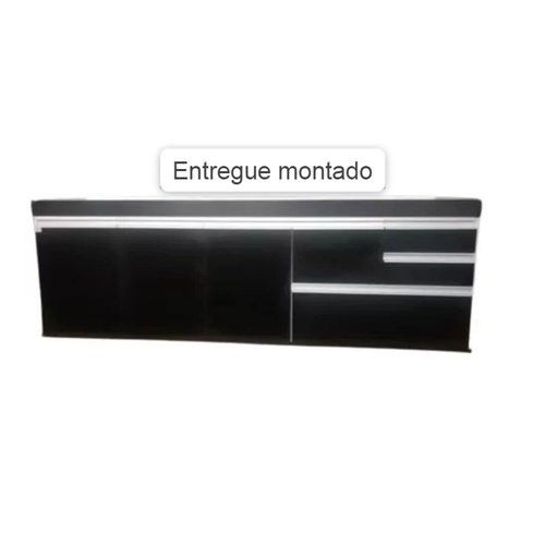 Gabinete para pia de cozinha 2m Michelangelo Preto Fosco 100% MDF