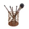 Porta pincel de metal e kit 5 pinceis com glitter rose gold - 4