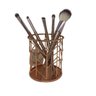 Porta pincel de metal e kit 5 pinceis com glitter rose gold - 1