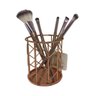 Porta pincel de metal e kit 5 pinceis com glitter rose gold - 6