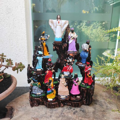 Altar Congá com 12 Orixás de 10 Cm Umbanda Cobre
