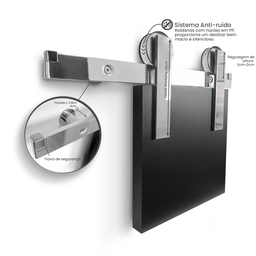 Kit Porta de Correr Aço Inox 2mt até 120Kg - 2