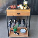 Ver imagem 3 de Carrinho em Madeira com Gaveta para Bar Cozinha C Prateleira de Ferro e Tampo em Pedra Natural