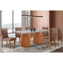 Ver imagem 1 de Conjunto: Mesa Sala Jantar Maldivas Tampo c/ Vidro Curvo 180cm+6 Cadeiras Dafne Madeira Naturale/Off