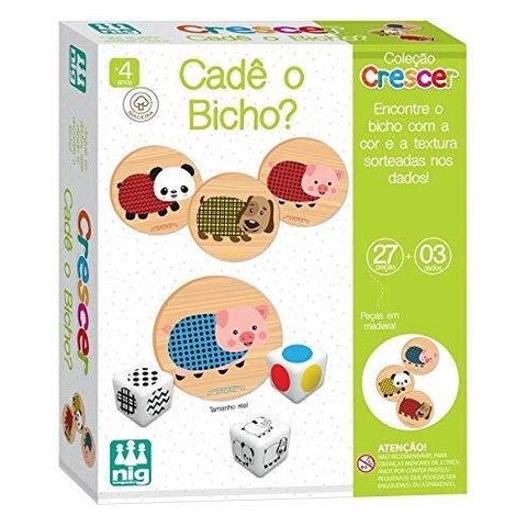 Brinquedo Educativo Cadê o Bicho Madeira Crescer, Nig Brinquedos