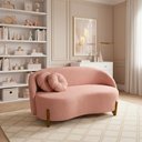 Ver imagem 1 de Sofá Orgânico 2 Lugares C/2 Almofadas Curvo Sala Recepção Amsterdã Boucle Rosa - Montanari's Decor