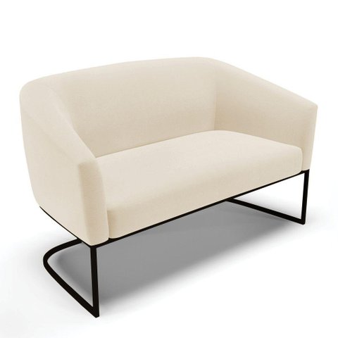 Sofá Namoradeira 2 Lugares Base Industrial Preto Stella Linho D03 - D'Rossi Cor A19 Bege