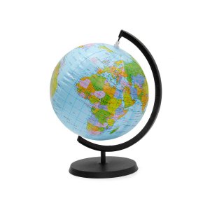 Globo Terrestre Inflável Mapa Mundi Em Português Giratório Com Suporte E Base