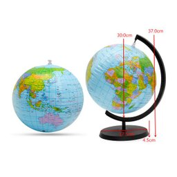Globo Terrestre Inflável Mapa Mundi Em Português Giratório Com Suporte E Base - 2