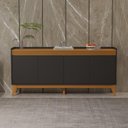 Ver imagem 6 de Buffet Aparador Ripado 4 Portas com Pés de Mdf Bahamas 180cm - Via Nossa - Preto e Cedro