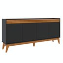 Ver imagem 5 de Buffet Aparador Ripado 4 Portas com Pés de Mdf Bahamas 180cm - Via Nossa - Preto e Cedro