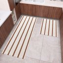 Ver imagem 2 de Tapete Cozinha Kit 2 Peças Caramelo Passadeira 1,30m X 0,45m Capacho 0,65m X 0,45m Rústico Listrado