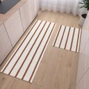 Ver imagem 1 de Tapete Cozinha Kit 2 Peças Caramelo Passadeira 1,30m X 0,45m Capacho 0,65m X 0,45m Rústico Listrado