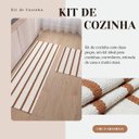 Ver imagem 4 de Tapete Cozinha Kit 2 Peças Caramelo Passadeira 1,30m X 0,45m Capacho 0,65m X 0,45m Rústico Listrado