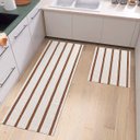 Ver imagem 3 de Tapete Cozinha Kit 2 Peças Caramelo Passadeira 1,30m X 0,45m Capacho 0,65m X 0,45m Rústico Listrado
