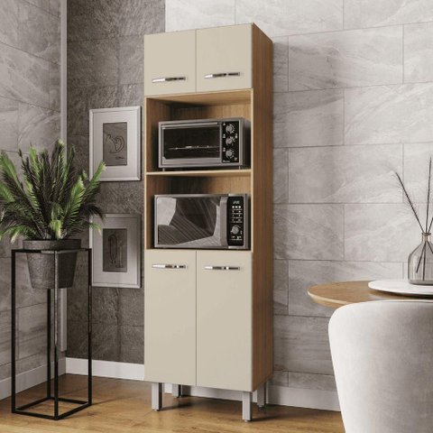 Armário de Cozinha Nilo 4 Portas com Nichos MDP 60cm Marrom