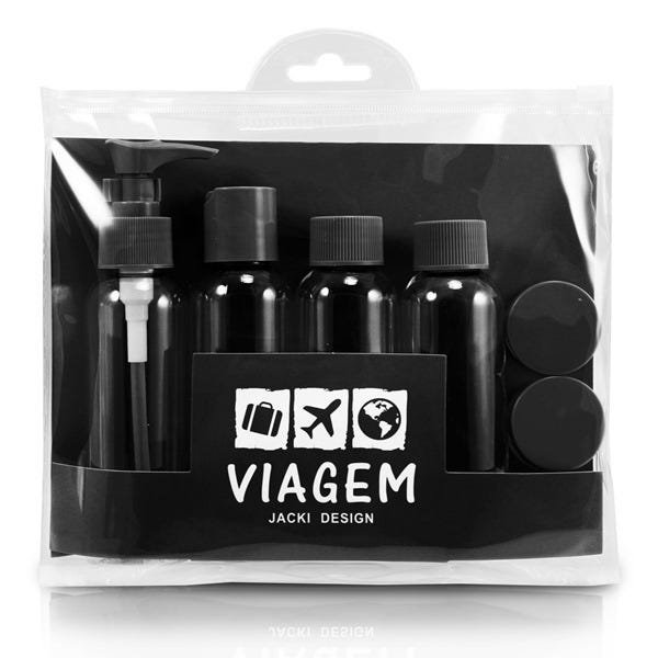 Kit de Frascos para Viagem de 7 Peças - Preto - 1