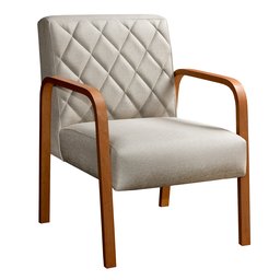 Conjunto 4 Poltronas Lara Cadeira Decorativa Sala, Recepção - Linho Bege - 2