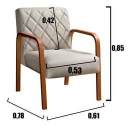 Conjunto 4 Poltronas Lara Cadeira Decorativa Sala, Recepção - Linho Bege - 4