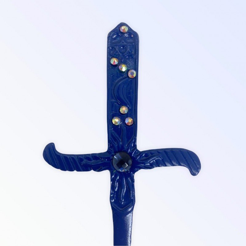 Adaga Cigana em Metal Azul 19 cm com Pedras Azuis - 4