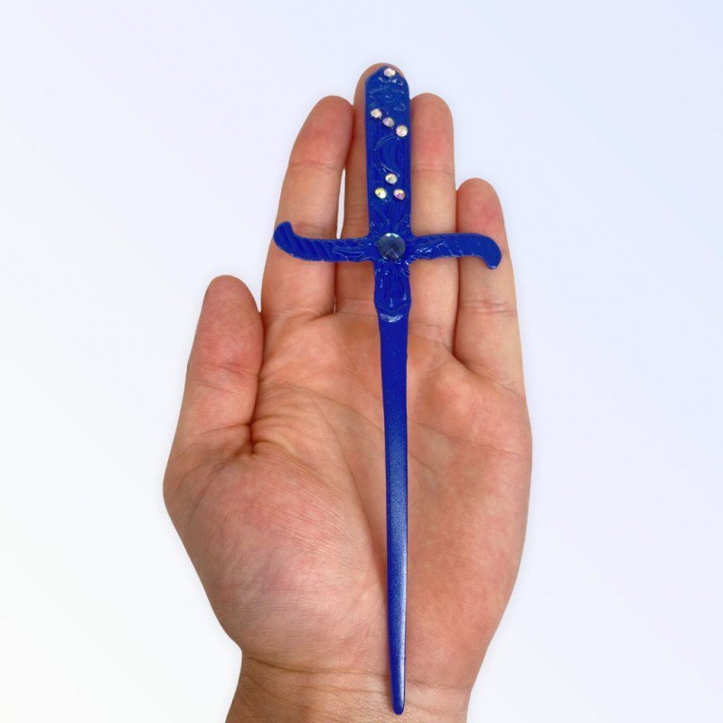 Adaga Cigana em Metal Azul 19 cm com Pedras Azuis - 3