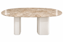 Ver imagem 1 de Mesa de Jantar Orgânica Cora 160x90cm Base Dupla - Mármore Travertino