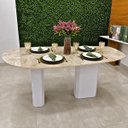 Ver imagem 5 de Mesa de Jantar Orgânica Cora 160x90cm Base Dupla - Mármore Travertino