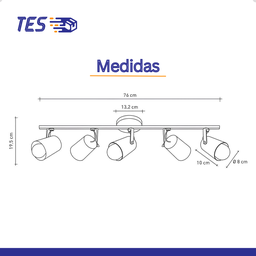 Spot Trilho 5 Sobrepor Direcionável E-27 Preto - 4