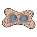 Ver imagem 2 de Kit Tapete Comedouro/Bebedouro - Marrom E Cinza