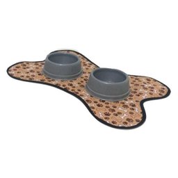 Kit Tapete Comedouro/Bebedouro - Marrom E Cinza - 3