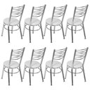 Ver imagem 5 de Conjunto 8 Cadeiras para Sala de Jantar Tradicional Cromado/Branco