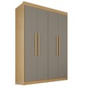 Ver imagem 2 de Guarda-Roupa 4 Portas 3 Gavetas 100% MDF Veneza Cinza/Jequitibá/Granizo